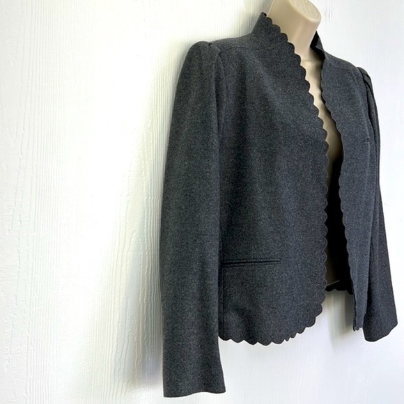 Whip O Will - Vintage Charcoal Gray Scalloped Edge Lined Blazer W Pockets SZ 14 - Picture 3 of 13